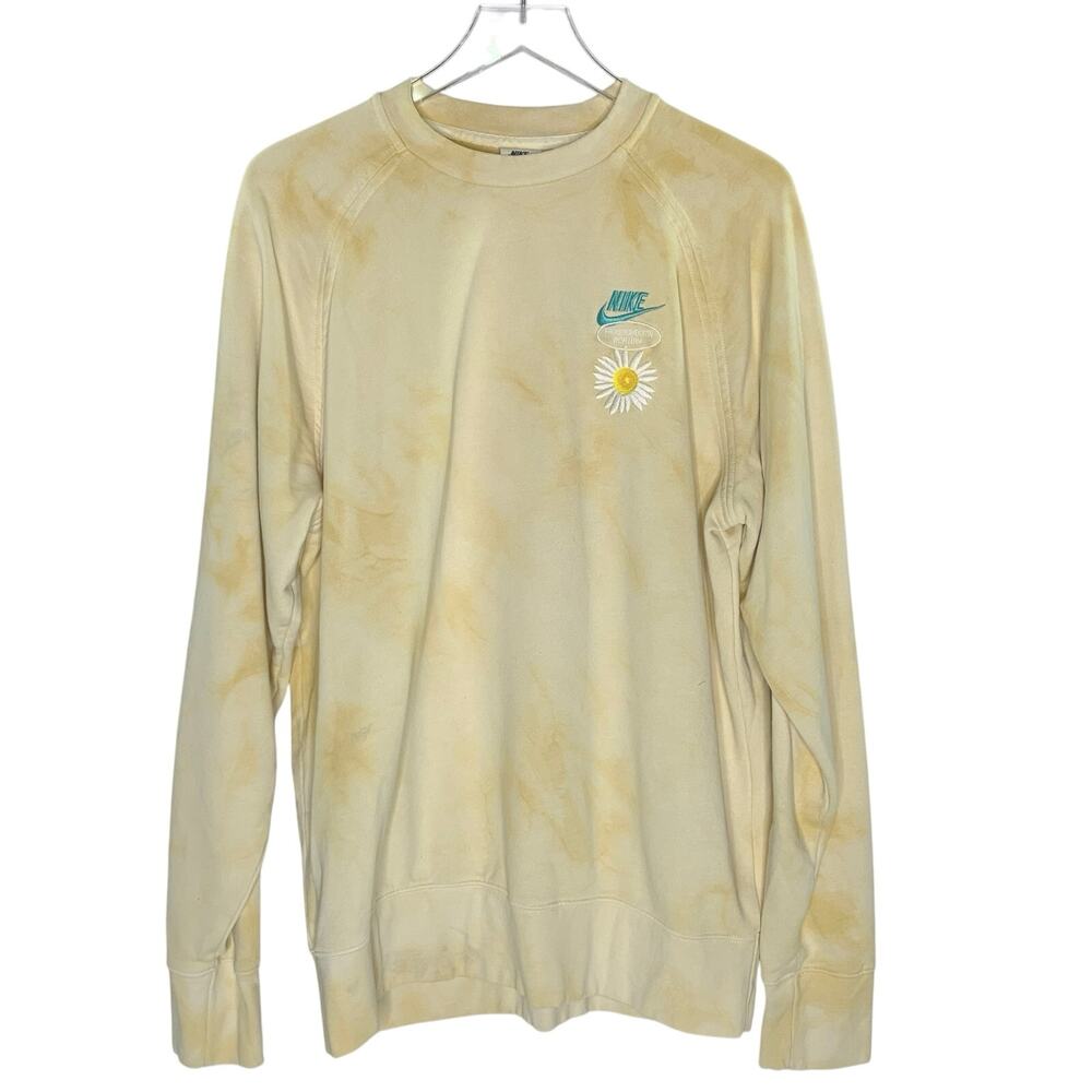 Nike Mens Good Vibes Crew Sweatshirt L Sanded Gold Rush Pink *flaw